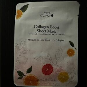 100% Pure Collagen Boost Sheet Mask with Black and White Design